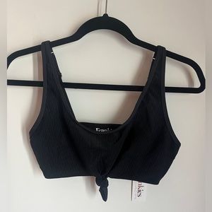 Frankies Bikinis Greer Ribbed Black Bikini Swimsuit Top Bralette XL